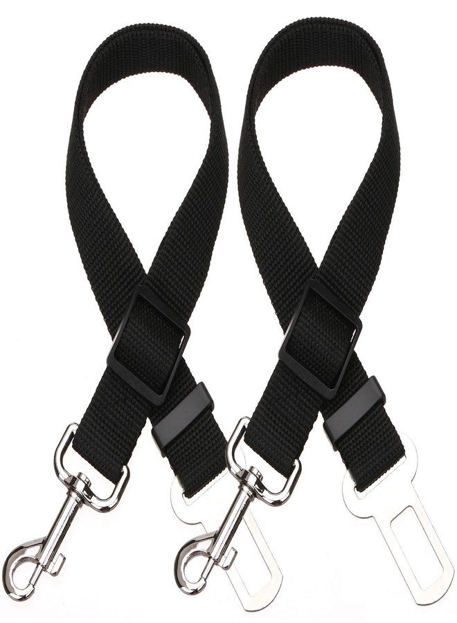 MIXEN 2 Pack Adjustable Pet Dog Safety Seat Belt Leads Vehicle Car Harness Seat Tether for Dogs/Cats, Nylon Fabric Material- Black - Image 1